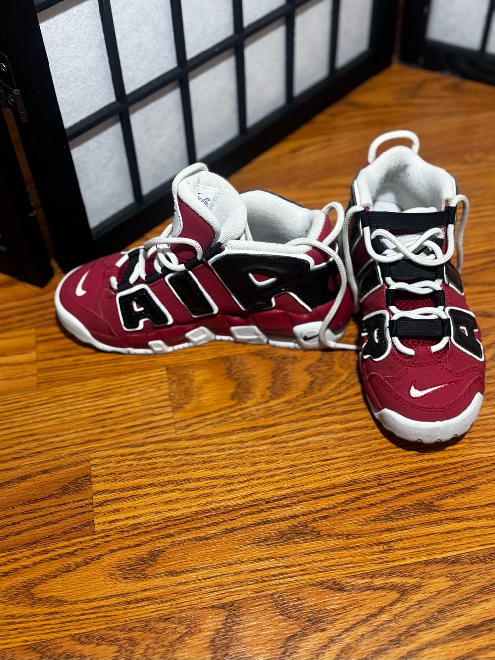 Nike Kids Burgundy, Black & White 'AIR' Basketball Sneakers
